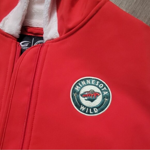 G-III Carl Banks NHL Minnesota Wild Hockey Vest red fur lined size XL - Picture 5 of 5